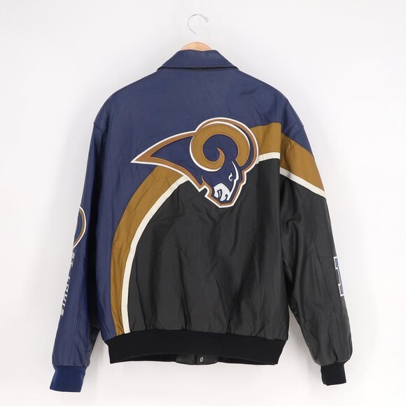 VINTAGE JEFF HAMILTON St. Louis Rams NFL Leather Jacket Size XL - Picture 2 of 13